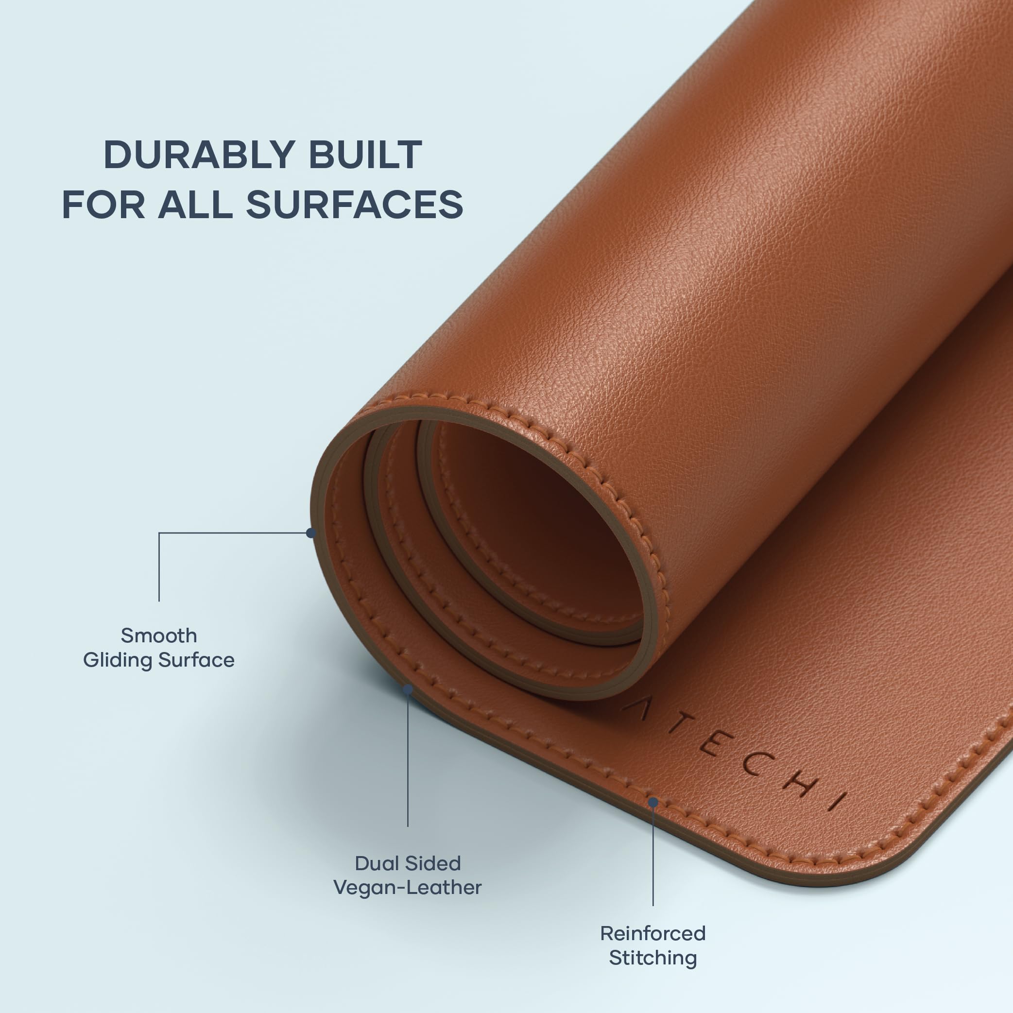 SATECHI Tapis de Souris XXL 68 x 32 cm, Grand Tapis de Souris Gamer, Résistant aux Rayures et à l’Eau, Marron