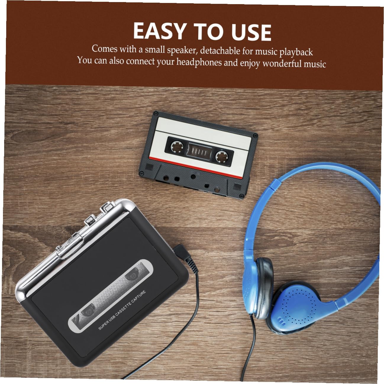 Uonlytech Kassettenspieler zum Audio Kassetten Digitalisieren Kassetten Zu-mp3-player mit Abnehmbarem Lautsprecher Tragbar Leicht für Unterwegs