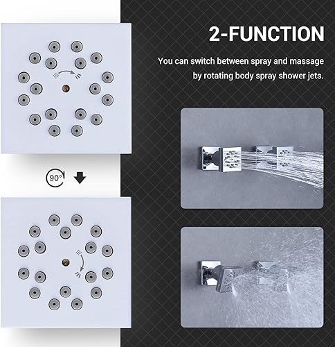 Miniatura 3 de Boquilla de masaje de baño giratoria de latón con 2 funciones, montaje en pared, oro cepillado, 4 paquetes