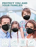 Vista 6 de TOPMAX Mascarillas KN95, paquete de 50 unidades, 5 capas, transpirables, eficiencia de filtro ≥95%, protección contra el polvo, mascarillas