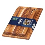 Teak Wood Cutting Board Set of 2 - Essential Duo Small and Large Teak Cutting Boards- Reversible&comma; Edge Grain&comma; Knife Friendly - FSC Certified