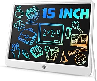 TEKFUN Easter Gifts for Kids, 15inch LCD Writing Tablet Drawing Board, Teen Girl Boy Gifts Age 10 and Up, Birthday Gifts for All Age Groups, Erasable Writing Tablet for Business Meeting (White)