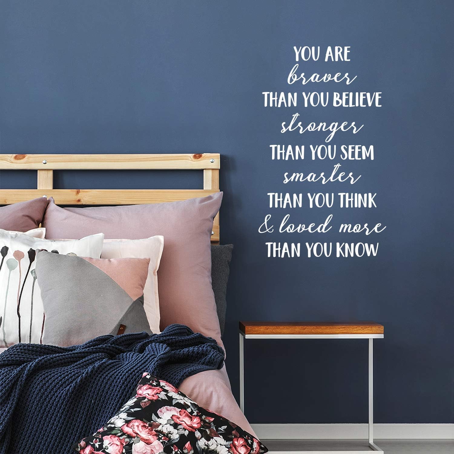 Vinyl Wall Art Decal - You are Braver Than You Believe - 28" x 17" - Inspirational Positive Self Esteem Quote for Home Bedroom Living Room Office Workplace Classroom Indoor Decoration (White)