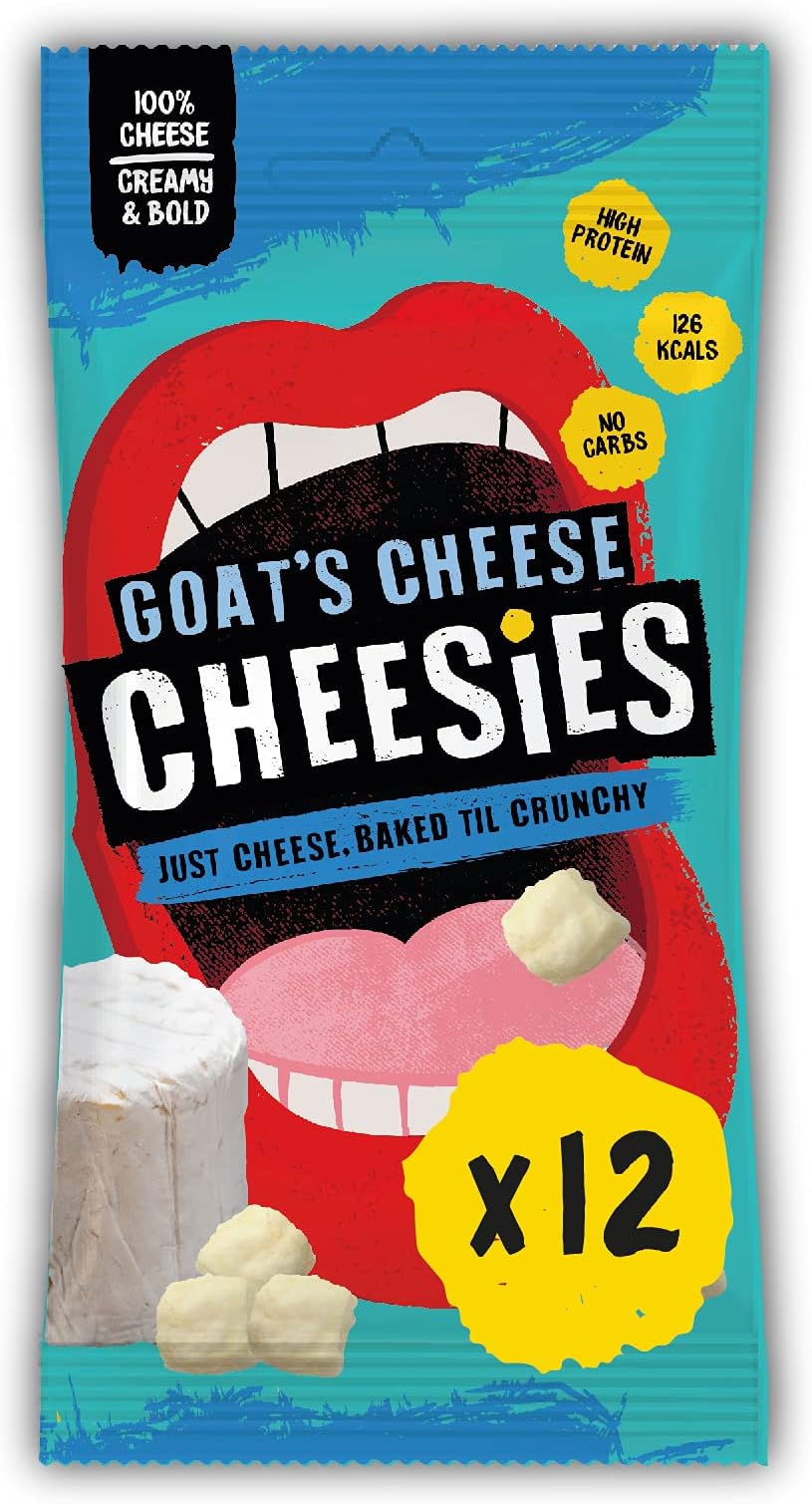 Crunchy Snacking Cheese Keto Snack. Sugar Free, Gluten Free, No Carb, High Protein, Vegetarian (12 x 20g, Goat's Cheese)