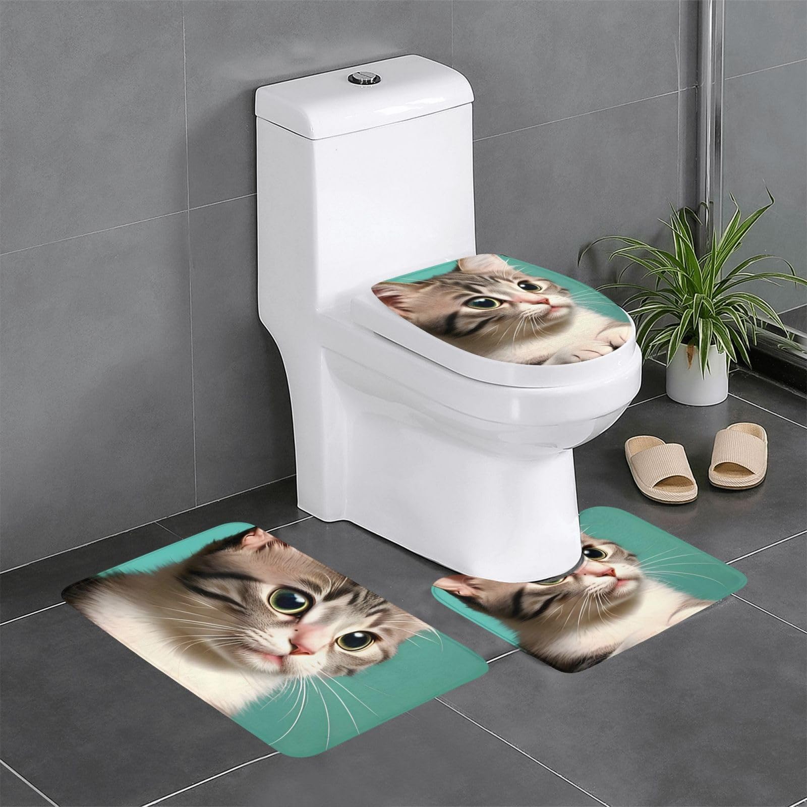 Tapis de bain chat lot de 3 absorbants et antidérapants pour la douche