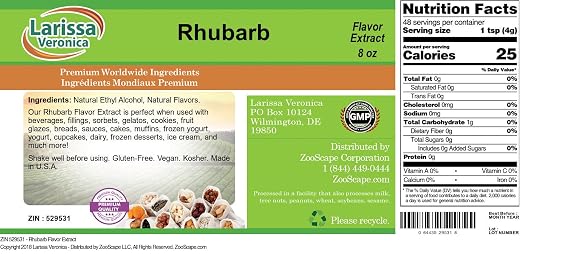 Rhubarb Flavor Extract (8 oz, ZIN: 529531) - 2 Pack