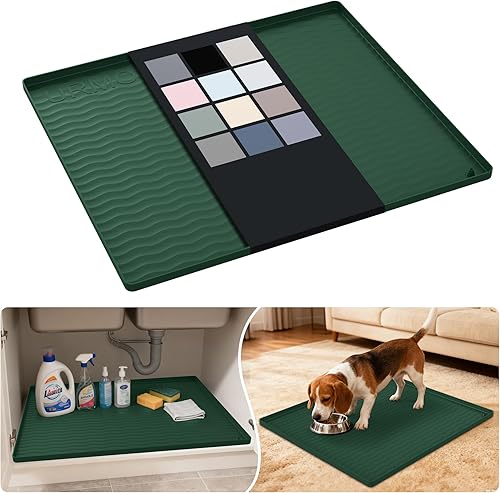 Miniatura 35 de URMONA Tapete de silicona impermeable para debajo del fregadero de 40 x 22 pulgadas, forro para estante de cocina y baño, protector de gabinete y