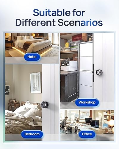 Miniatura 6 de Perilla de puerta inteligente 3 en 1 con huella dactilar, bloqueo inteligente, control de aplicación, entrada tipo C, carga de emergencia, bloqueo