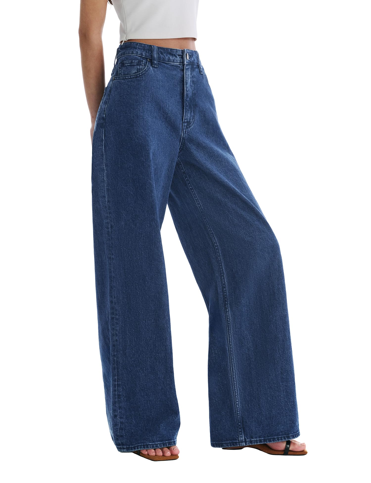 Adjustable Waist Wide Leg Baggy Jeans