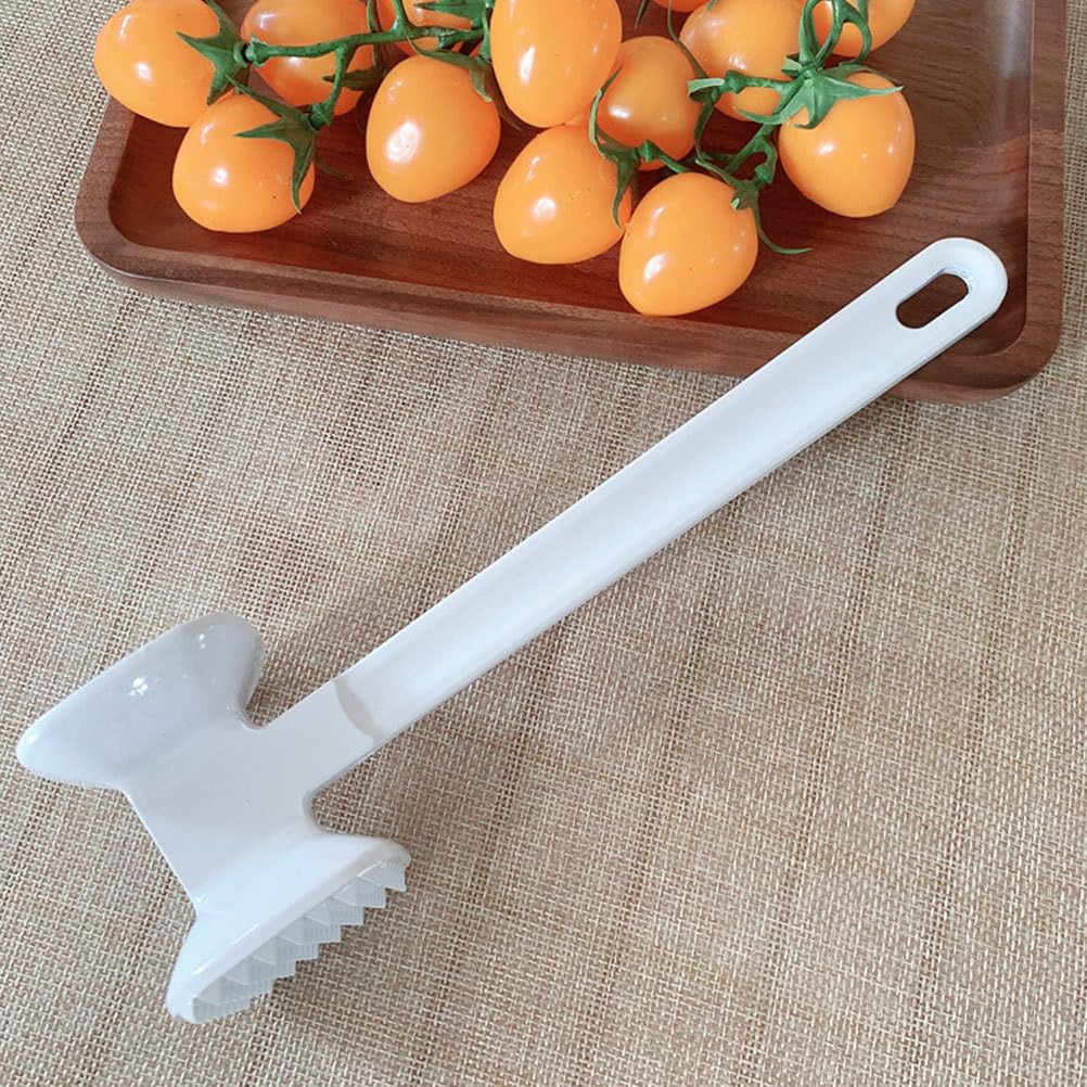 Aluminum Meat Tenderizer Hammer, Double-Sided Steak Mallet for Tenderizing Beef, Pork, Poultry, Kitchen Tool with Hanging Hole, 9.05 Inch (White)