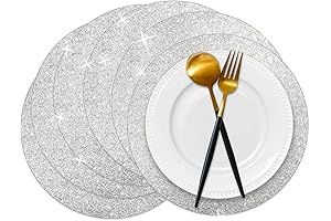50 Pcs Silver Glitter Round Paper Placemats | Beautiful Table Mats for...