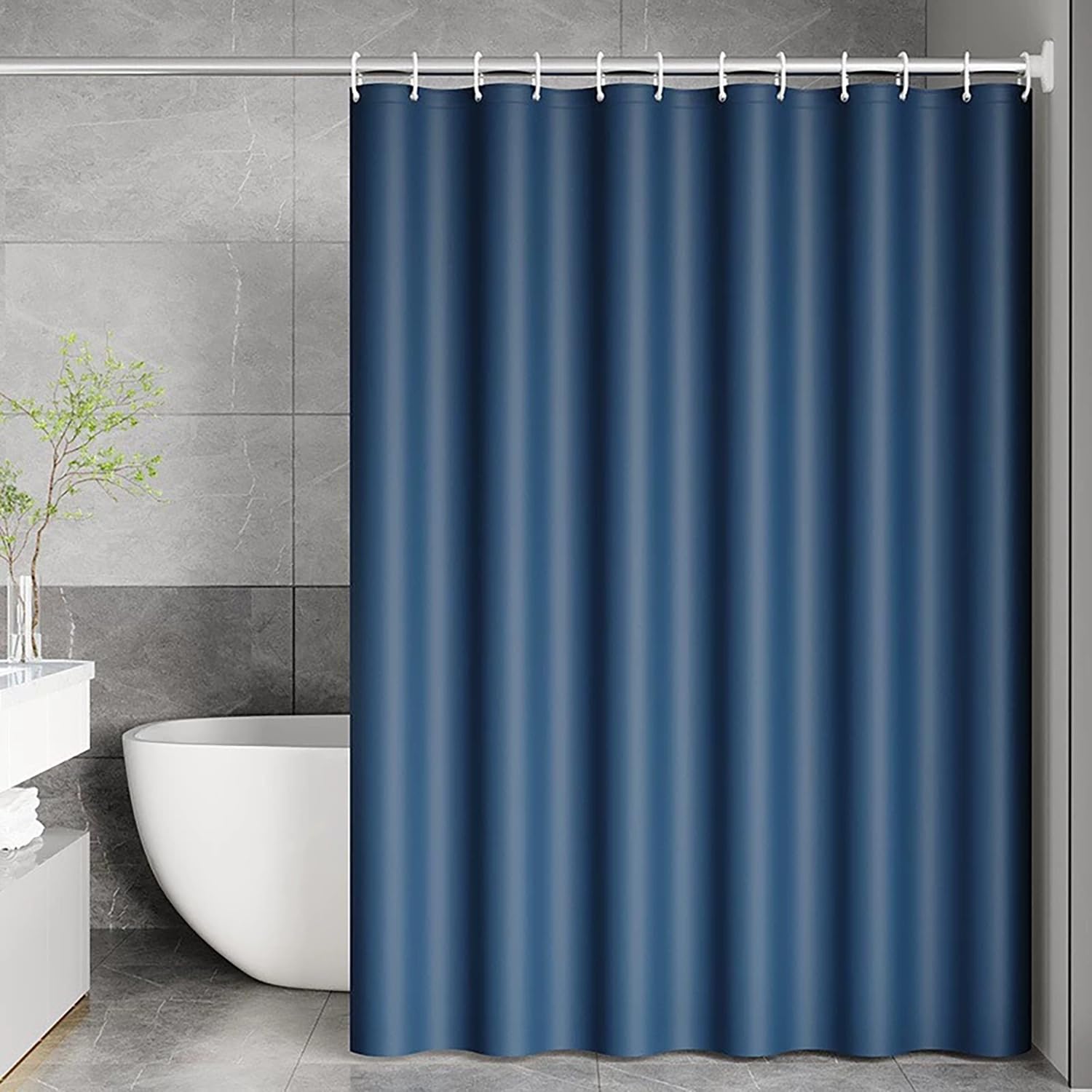 PLCIVSA Waterproof PEVA Shower Curtain Liner,Washable Long Shower Curtain with 12 Grommets Quick Dry Easy to Clean for Shower Stall Bathroom(Deep blue,150x200cm(1 Panel))