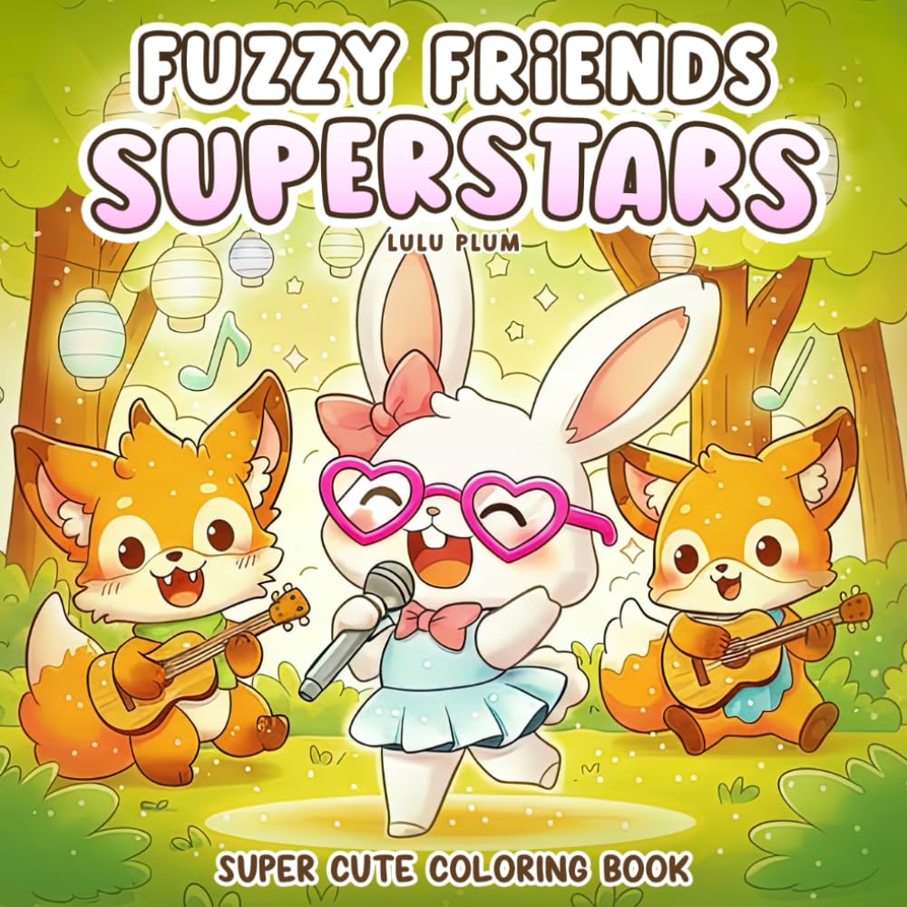 Fuzzy Friends Superstars - Cute Coloring Book for Adults and Teens: Adorable Animal Performers, Cozy Scenes, and a Relaxing Coloring Adventure