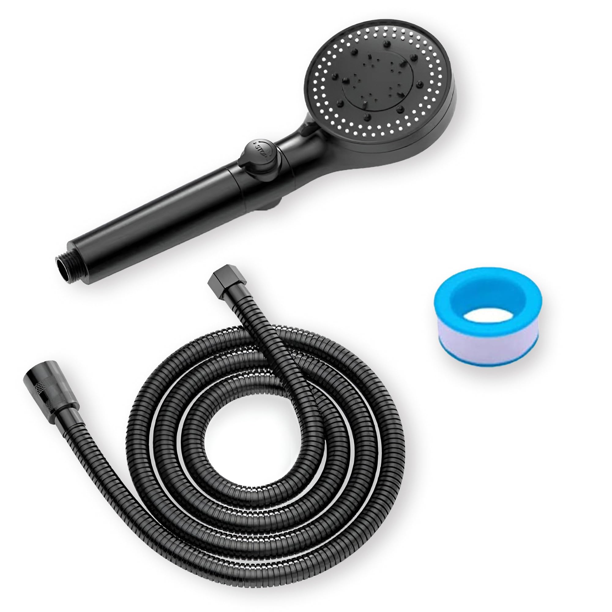 DANEEN 5-Function Adjustable High-Pressure Shower Head - Chlorine Removal, Ionic Handheld & Spa-Like Experience Luxury- Includes Teflon Tape & 1.5m Hose (BLACK)