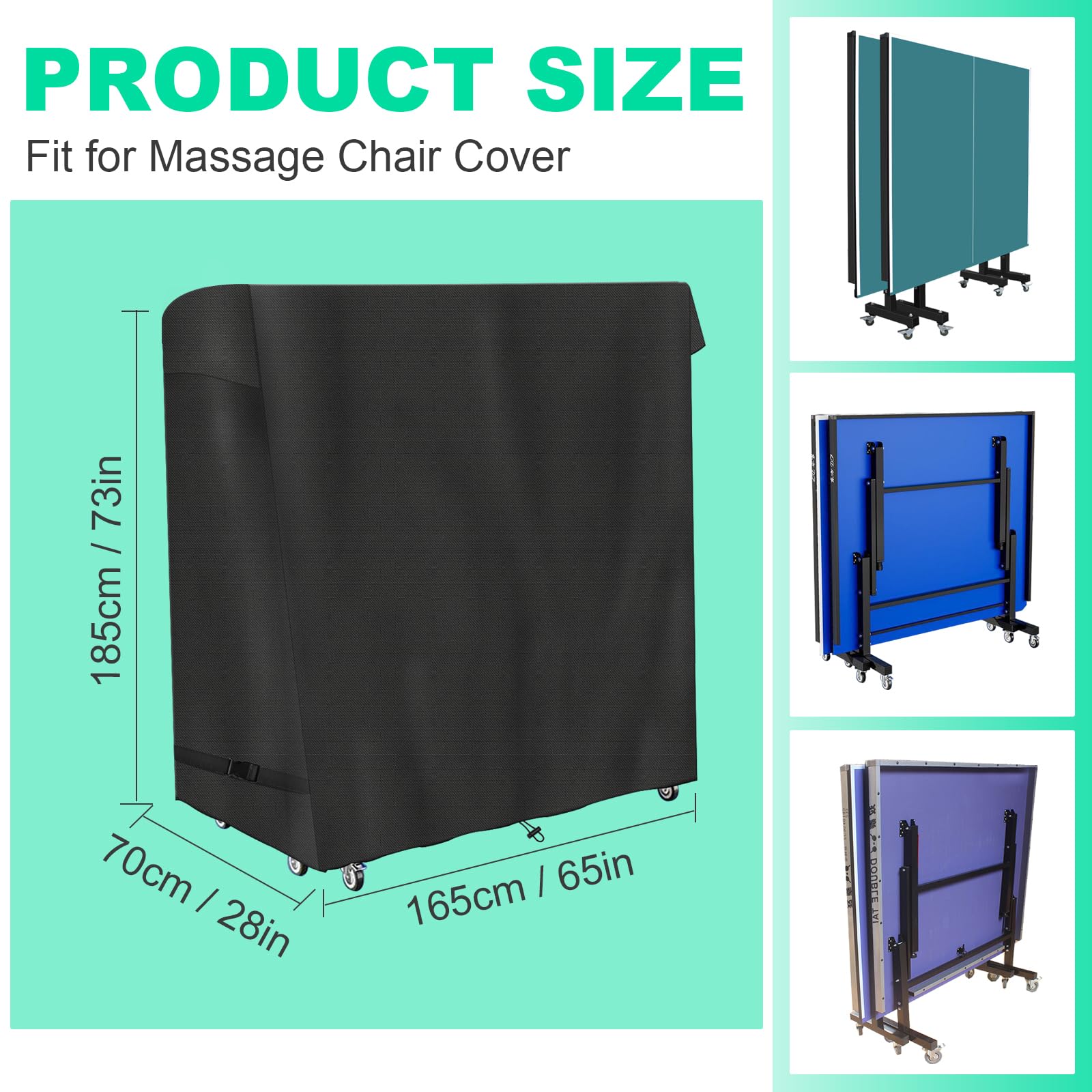 Ping Pong Table Cover,Table Tennis Cover,600d Heavy Duty Waterproof Oxford cloth for Folding Tables & Flat Tables,All Weather Protection,Black,65*27.5*72.8inch