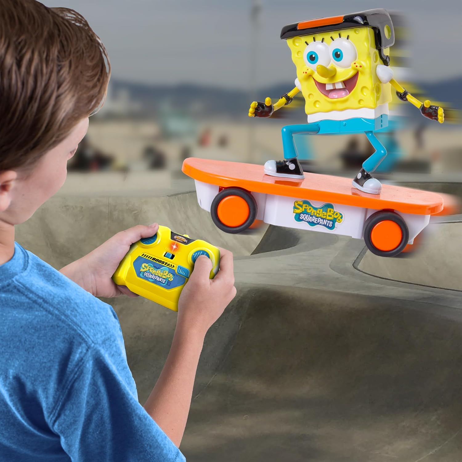 NKOK Spongebob 2.4GHz Skateboarder R/C Vehicle; Full Function 2.4 GHz Radio Control with Turbo Boost; Ages 6+