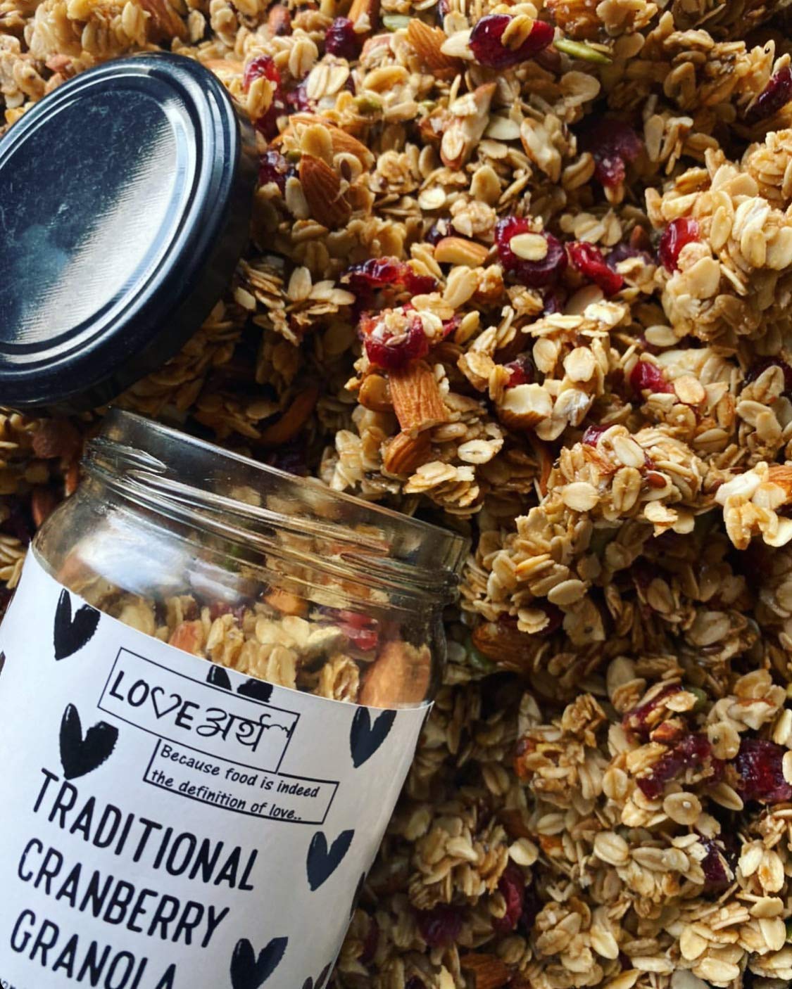 LoveArth Traditional Cranberry Granola | High-Fibre Breakfast Cereal | Almonds, Seeds & Rolled Oats | No Added Sugar | Protein Rich | Gut Friendly | Gluten-Free | Ready-to-Eat Healthy Muesli | 250g 1
