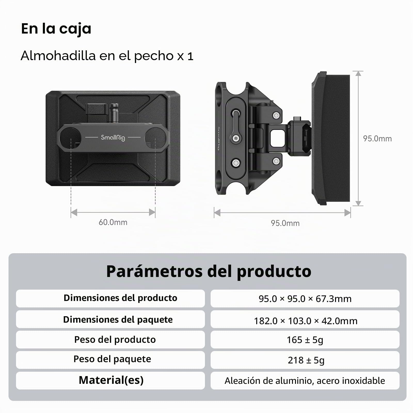SMALLRIG Almohadilla de Pecho Giratoria Chest Pad y Liviana con 15mm Rod Clamp para Cámara Rig - MD3183