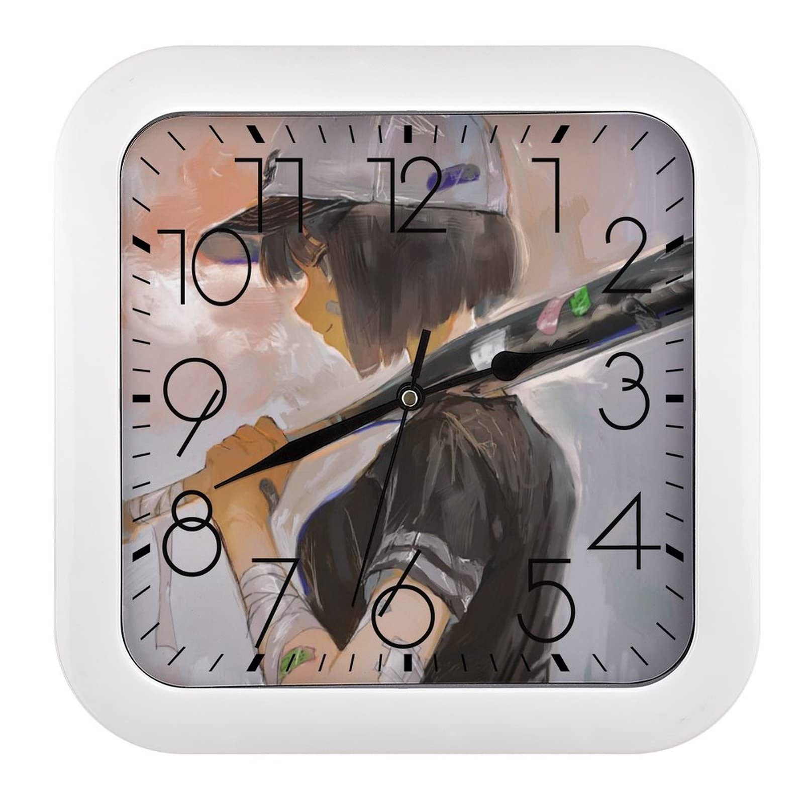 Pendule murale silencieuse moderne 26cm avec motif baseball girl pour chambre