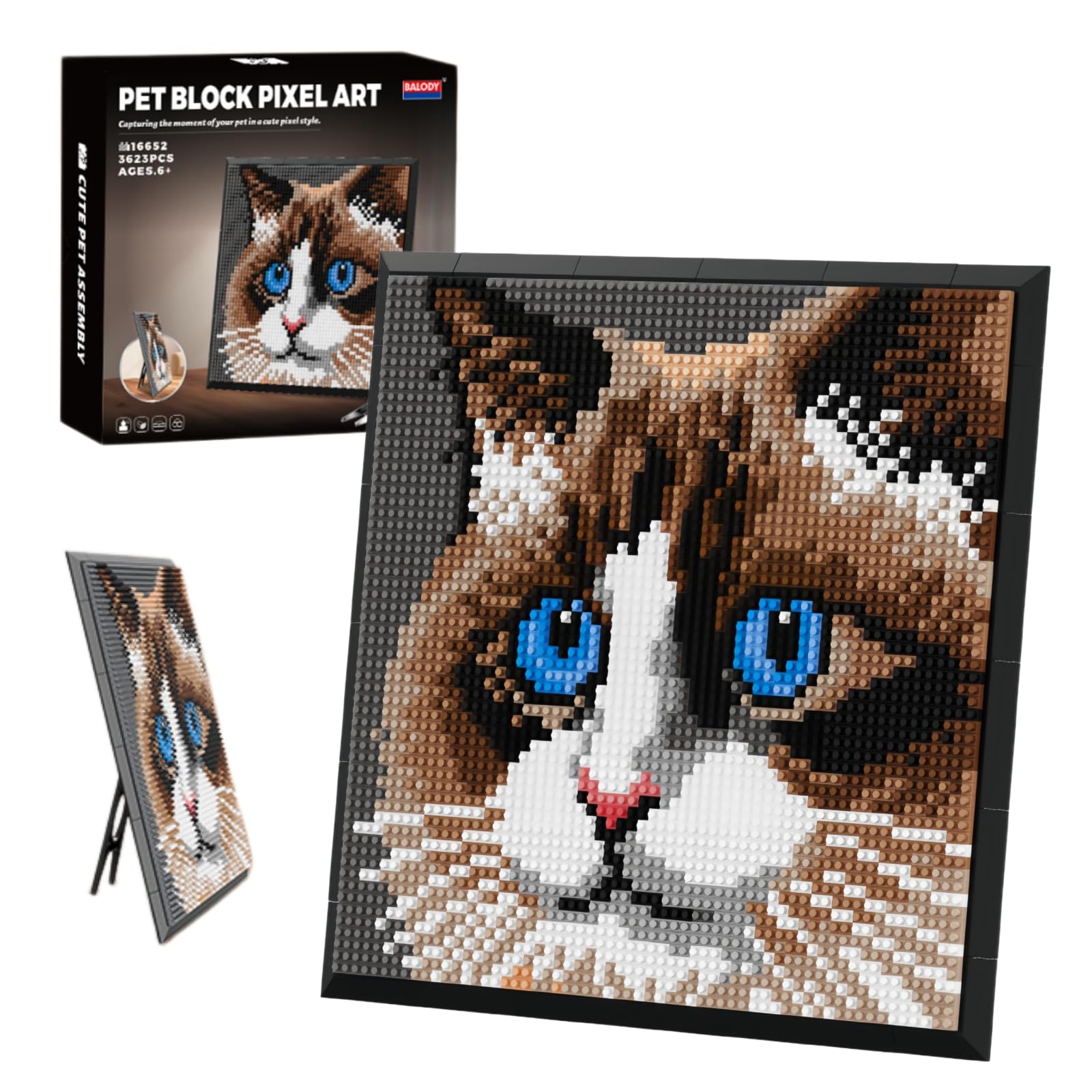 Ragdoll Cat Pixel Art Animal Mini Micro Blocks Wall Hanging Tabletop Decor