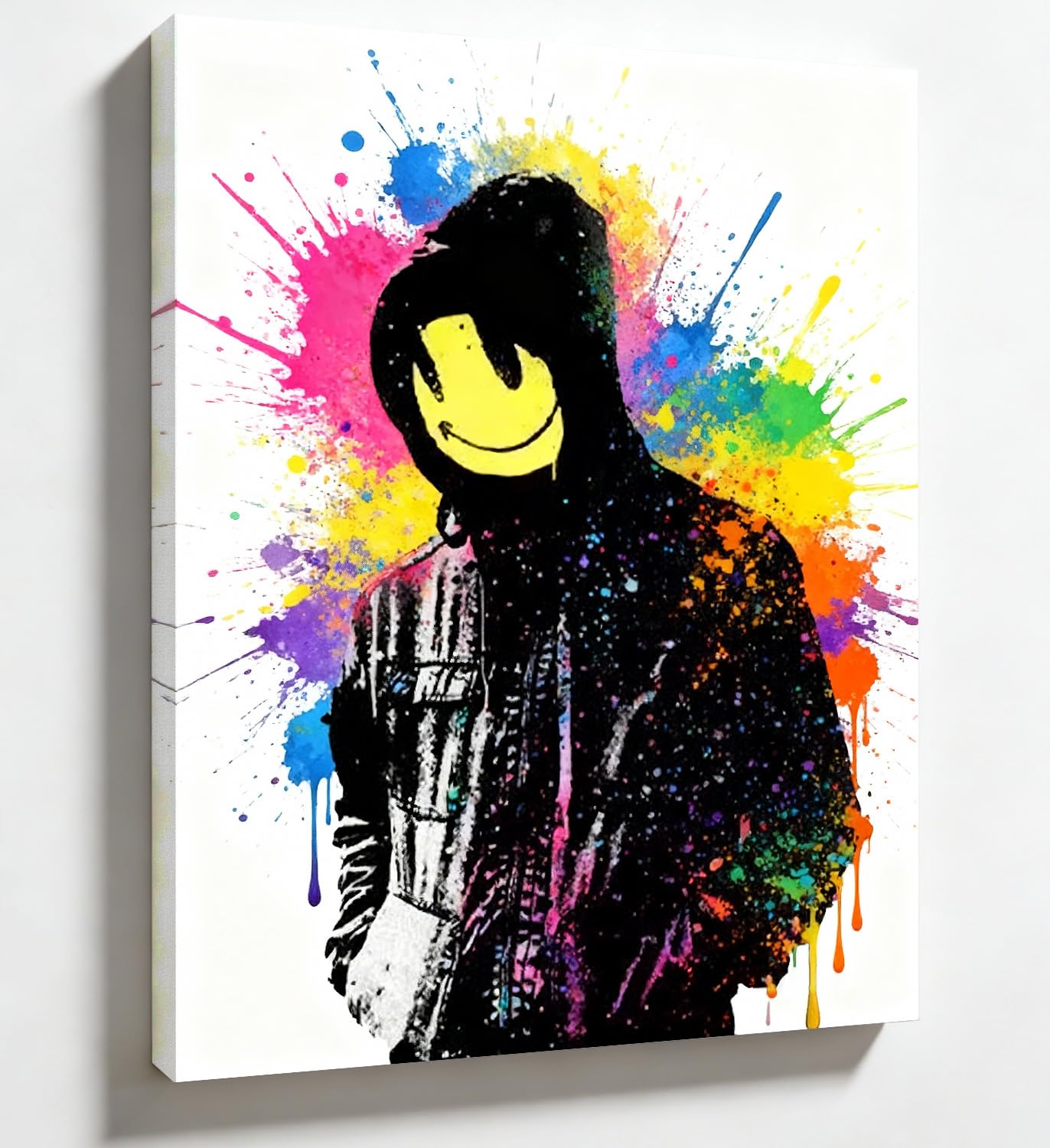 Banksy Canvas Wall Art - Framed Large Canvas Wall Art (30x40cm Wood Frame), Street Art Graffiti Painting for Living Room, Pictures for Living Room & Bedroom Mural, Ready-to-Hang Wall Canvas Decor