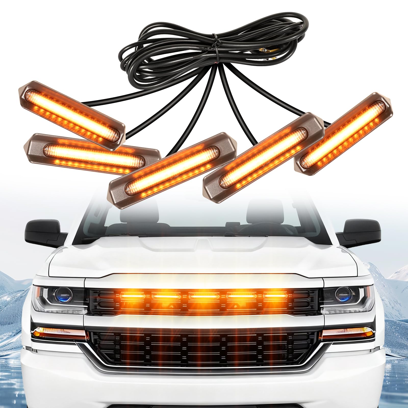 5pcs LED Grille Lights for 2018 Silverado 1500 Accessories 2016 2017