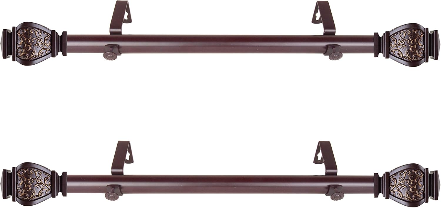 Rudi 1" Jypsiere Side Curtain Rod 12-20 inch (Set of 2) - Mahogany