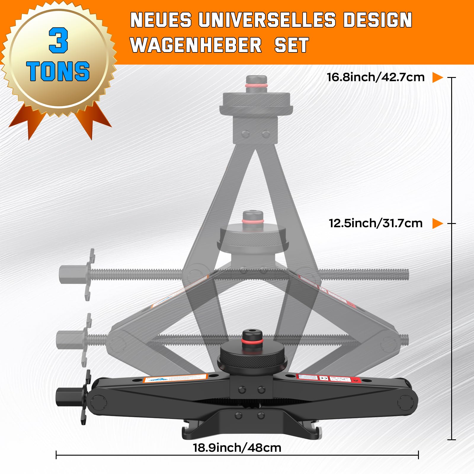 IMAYCC Cric Per Auto 3T/3000kg,Universale Cric Auto per Tesla Con Tampone In Gomma,Cric Portatile Per Auto Con Chiave Per Dadi Ruota,Kit Emergenza Auto Per Tesla 3/Y/S/X Manutenzione e Riparazione