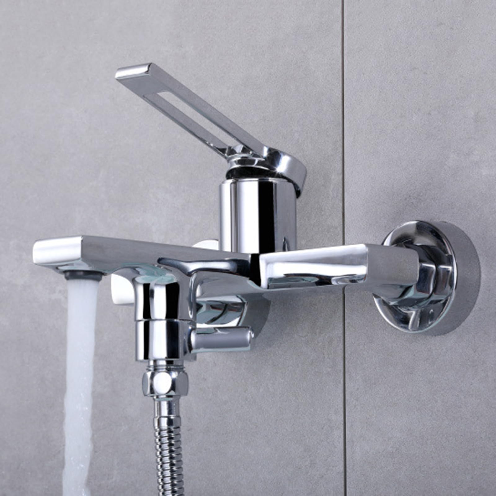 XJTNLB Grifo Bañera Cromado Pared Grifo Monomando Ducha Doble Salida Conjunto de Ducha Monomando de Latón