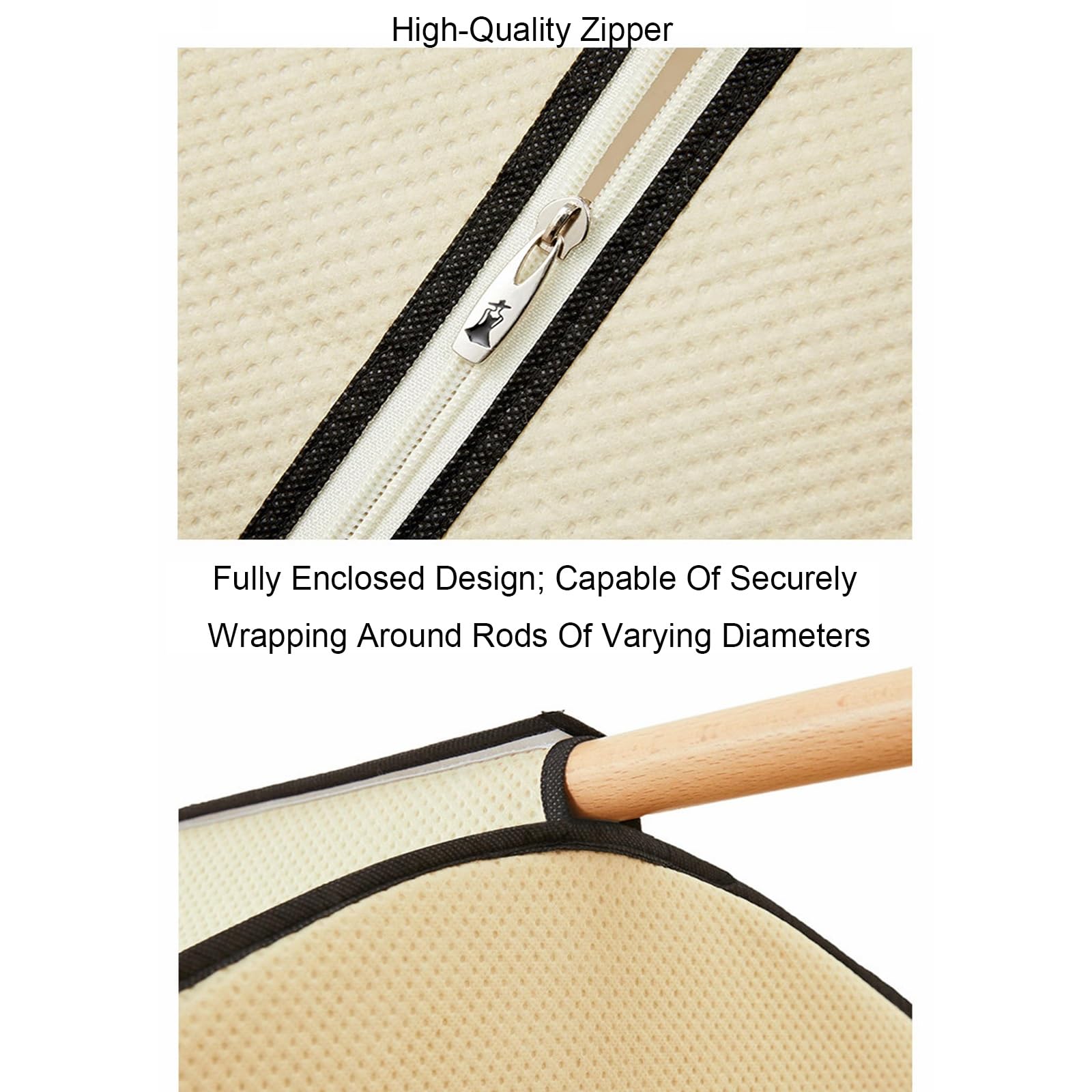Fundas Ropa Armario Colgar, Bolsas para Ropa Transpirables y Totalmente Cerradas, Porta Trajes Antipolvo para Abrigos, Trajes de Vestir(Beige,96 * 52 * 120cm/38 * 20 * 47in)