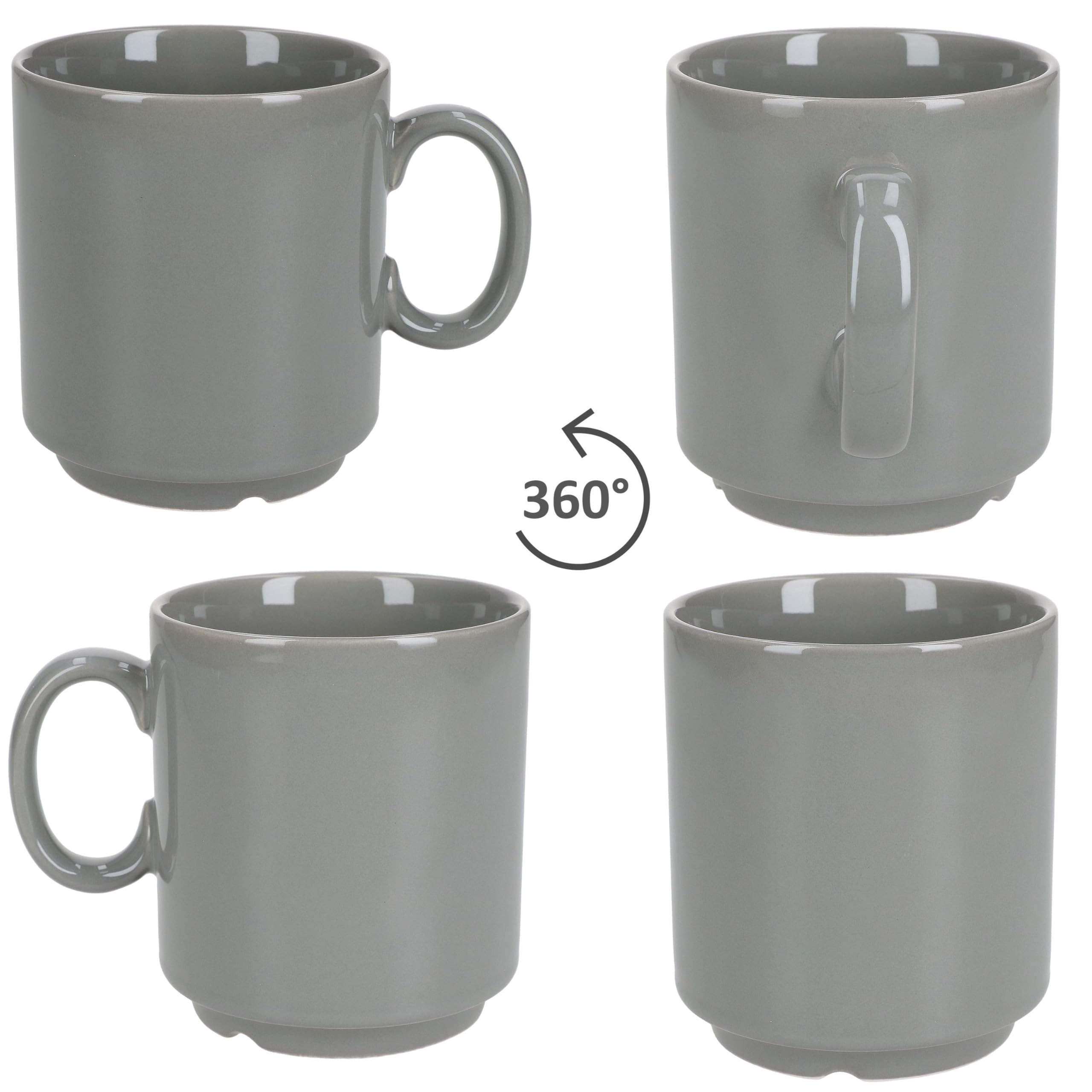 MamboCat Event 120er Set Kaffeebecher I 250 ml I graue Porzellan-Becher mit Henkel 120 Personen I stapelbare Tassen für Heißgetränke wie Tee, Kakao, Latte Macchiato&Co I schickes Kaffee-Geschirr