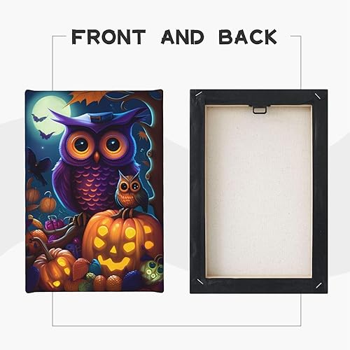 Miniatura 3 de zuanart Lienzo de Halloween para pared, pintura de pared para sala de estar, dormitorio, decoración del hogar, fiesta de Halloween, búho,
