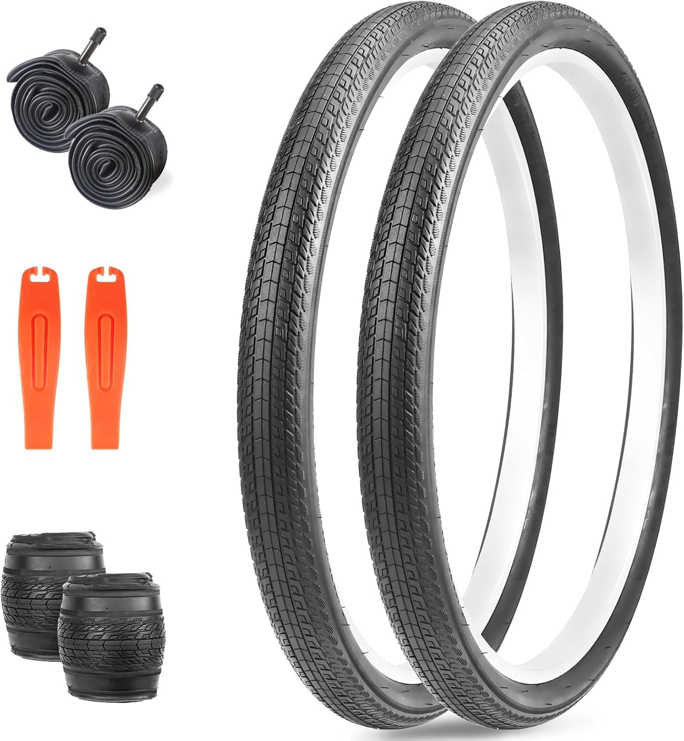 ZUKKA 2er-Pack Faltbarer 26 Zoll Reifen 26x1.75 Mantel 47-559 Fahrrad Ersatzreifen Plus 2er-Pack 26 Zoll Schlauch für Mountainbike Kinderfahrrad, Crusier Bike, Commuter Bike