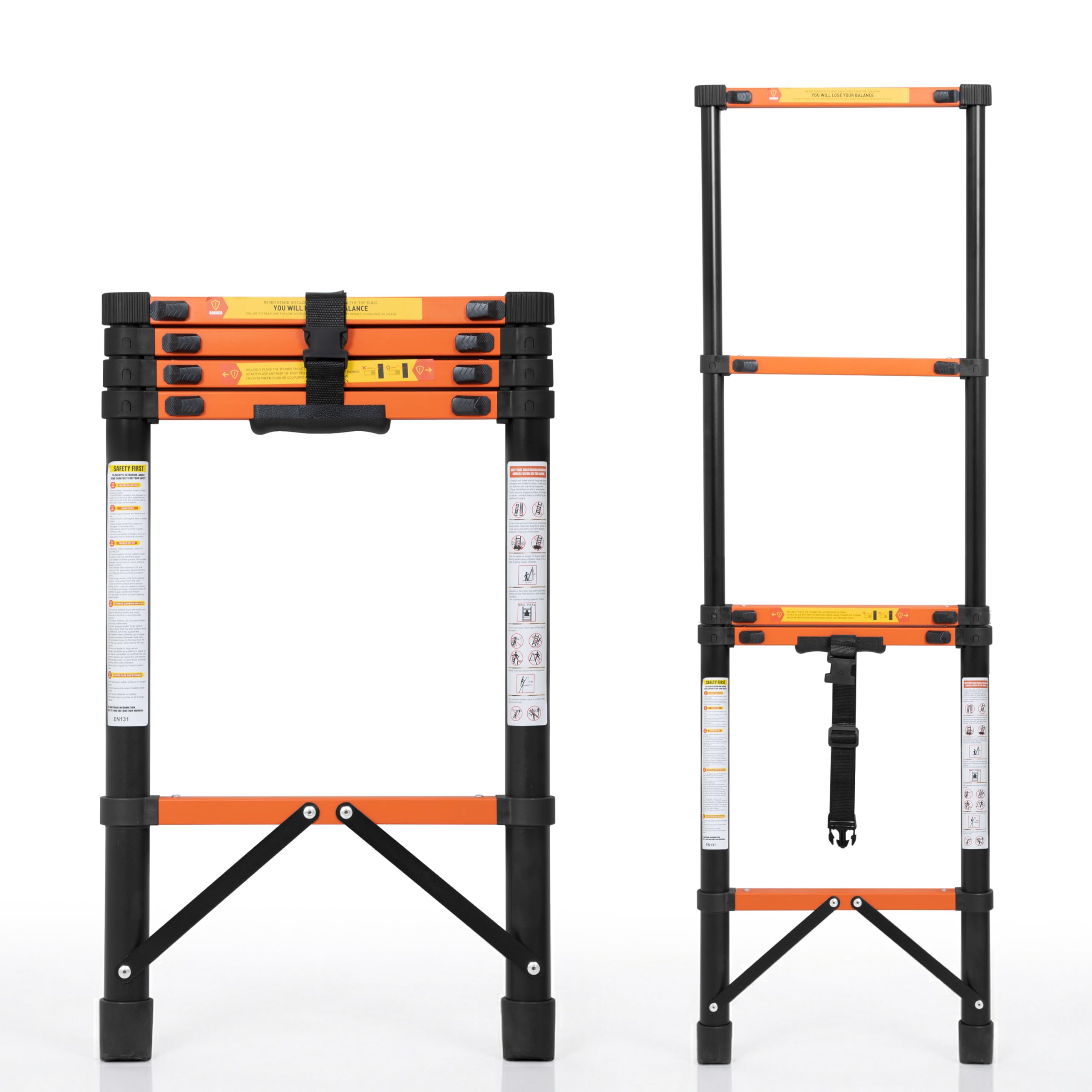 Plantex 1.9m (6.23 ft.) Telescopic Ladder/Carbon Steel 5-Steps Portable & Compact Ladder/Foldable Multipurpose Collapsible Ladder for Home & Outdoor Use - (Orange)-image-48