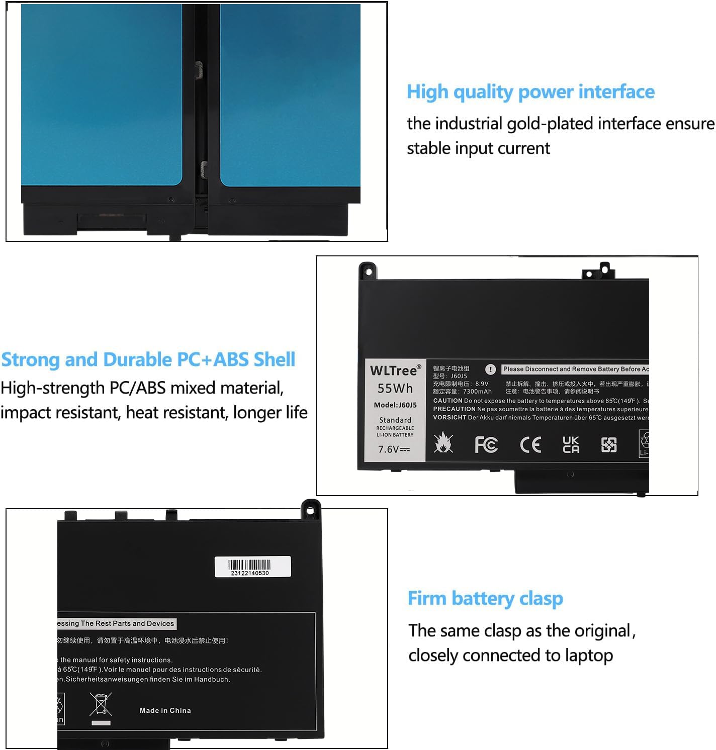 Batterie Ordinateur Portable 55WH Pour Dell Latitude E7270 E7470 - Remplacement J60J5 MC34Y
