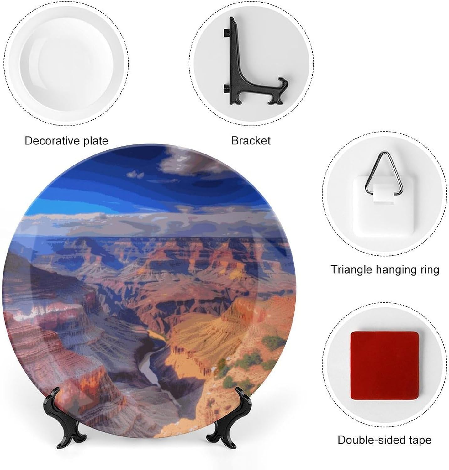Beauty Grand Canyon Bone China Decorative Plate Exquisite Ornamental Wall Hanging Platter 6/7/8/10 Inch Vintage Art Ceramic Decor Dish for Home Tabletop Decor Housewarming Gift image 3