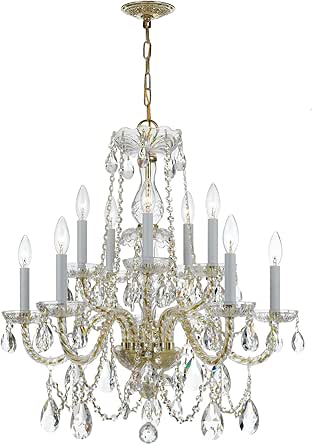 Crystorama Traditional Crystal 10 Light Hand Cut Crystal Polished Brass Chandelier