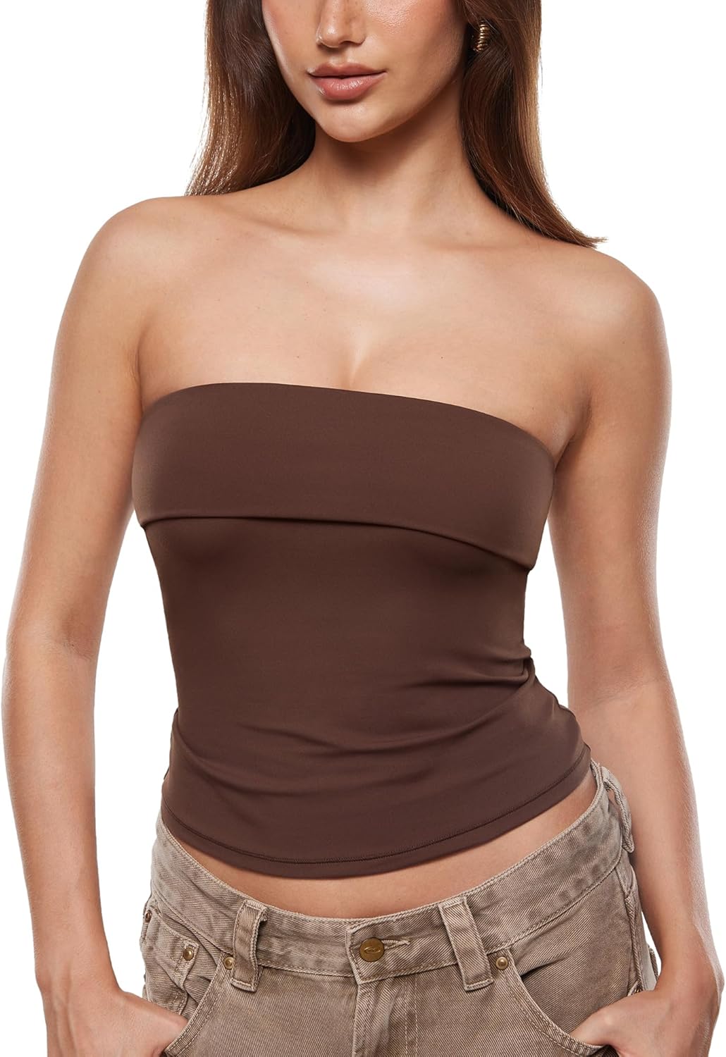 INLYRIC Natrelax Women's Tube Tops Strapless Tank Tops Sexy Summer Going Out Crop Tops Trendy Bandeau Tops