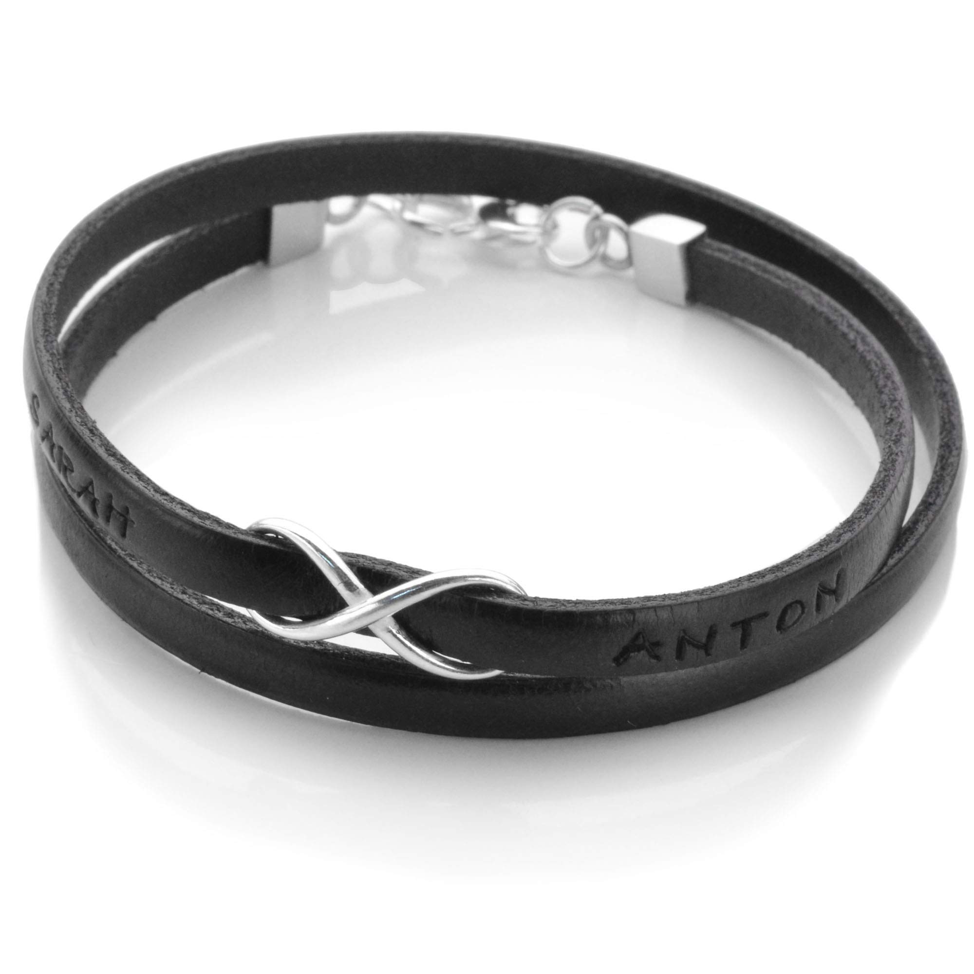 Namensarmband Partnerarmband Infinity Partnerschmuck Gravur FOREVER YOU Unendlichkeit Armband mit Namen Lederarmband personalisiert