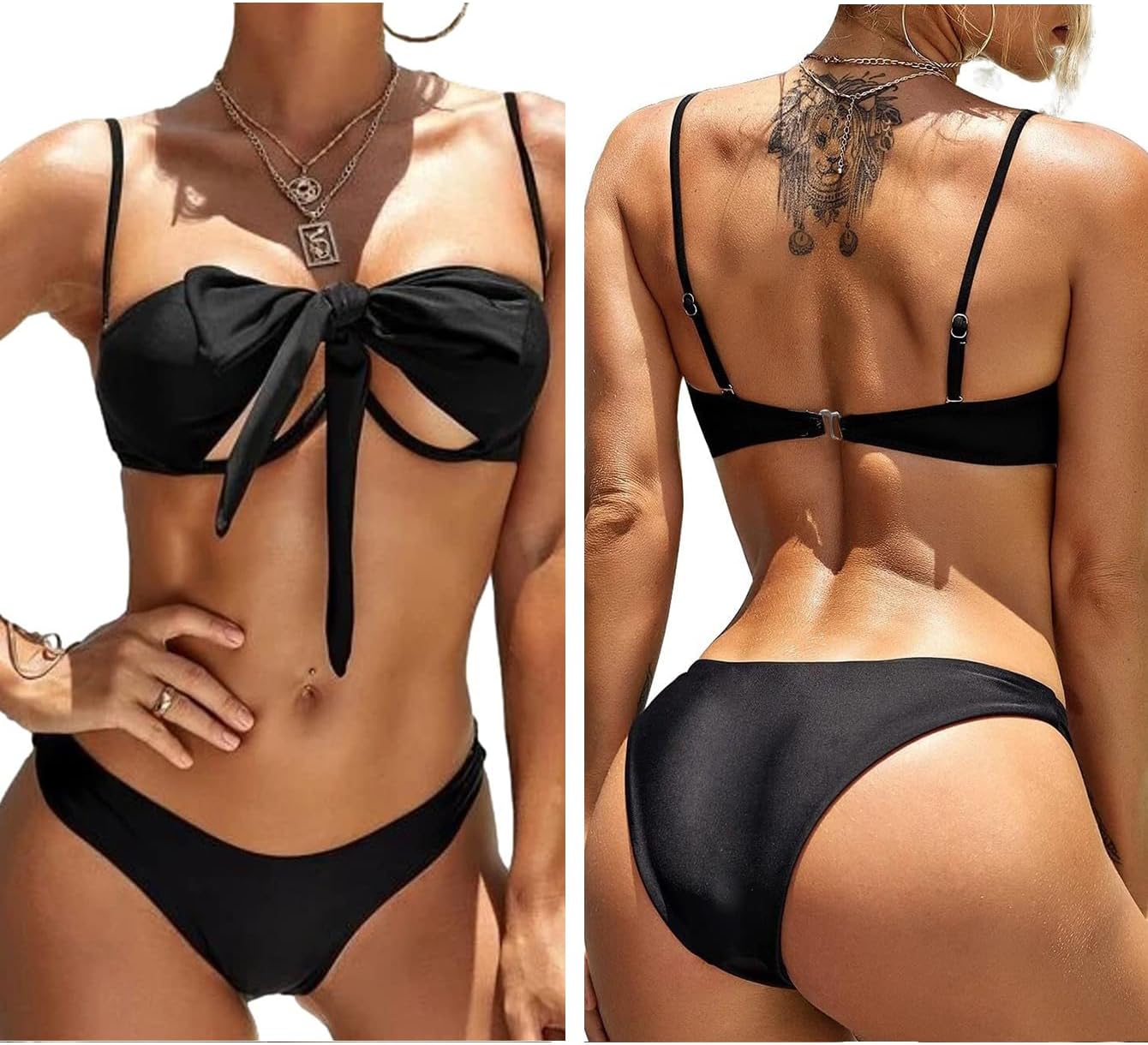 Lilosy Sexy Cute Underwire Cutout Halter Bikini Swimsuit Set Women Criss Cross Bathing Suit 2 Piece - Image 3