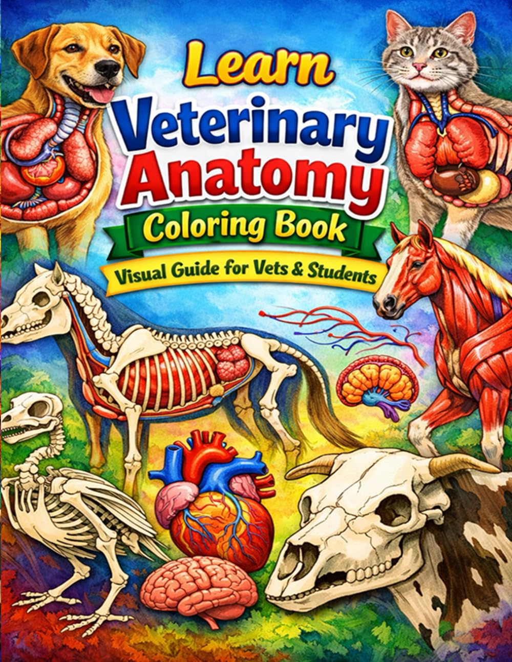 Learn Veterinary Anatomy Coloring Book Visual Guide for Vets and Students: A Practical and Visual Approach to Animal Anatomy for Learning Studying and Exam Preparation