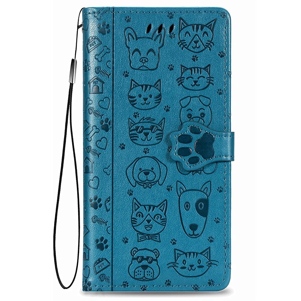 Custodia OPPO A53 2020 IMEIKONST – Cover Flip In Pelle PU Con Mandala Goffrato, Portafoglio E Chiusura Magnetica, Blu Girasole