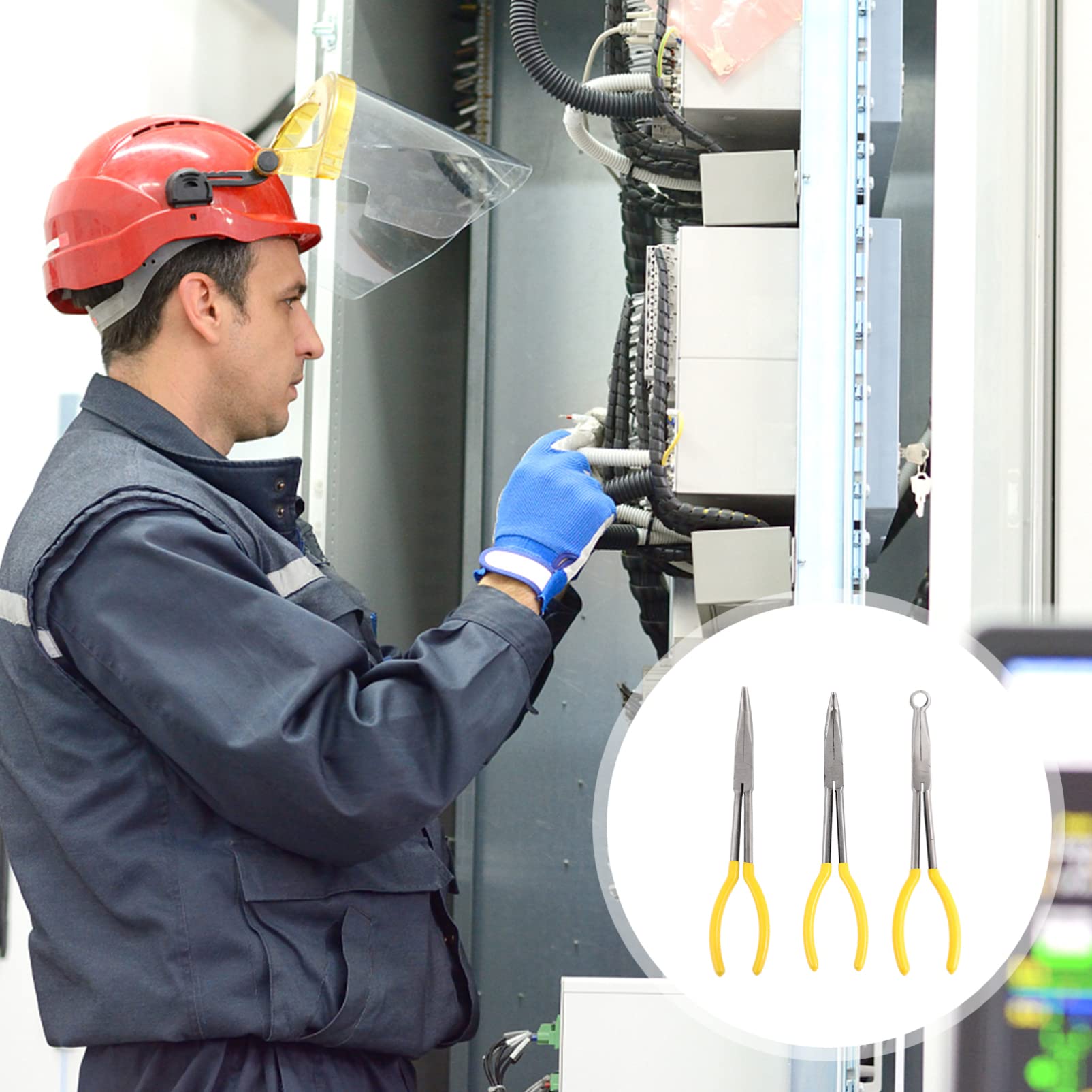 Homoyoyo 90grado Alicates De Punta Fina Extendidos Herramienta Manual Doméstica Alicates De Punta Multifuncionales Para Cortar Cables Trabajo De Precisión