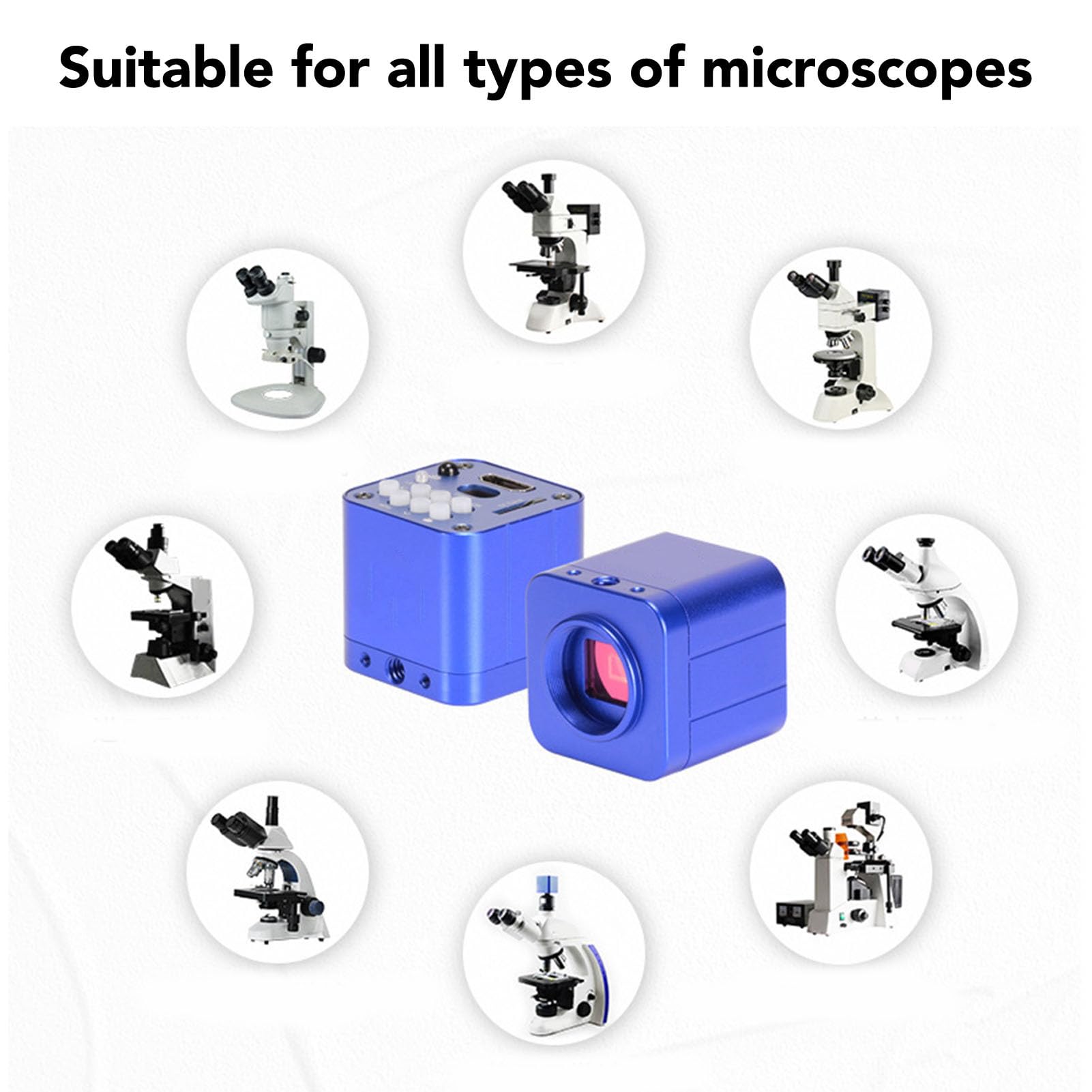 Fafeicy Cámara de Microscopio Industrial, Sensor de 24 MP con Vídeo 1080P, Ocular Digital USB con Sensor CMOS para Inspección Visual e Investigación Científica (Enchufe de la UE)