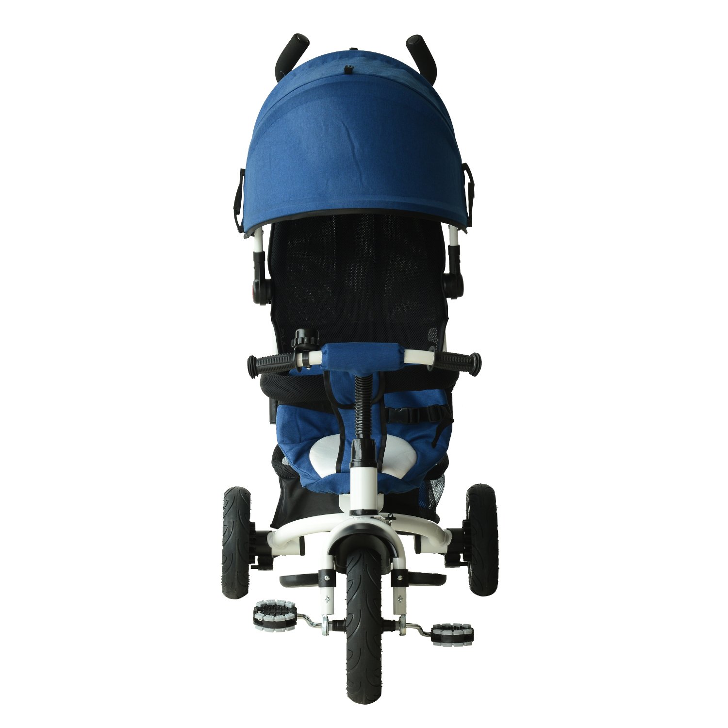 Fronte view of the Qaba 2-in-1 Convertible Baby Tricycle Stroller in stroller mode.
