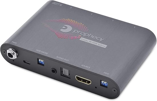 gofanco Prophecy Intelligent 1x2 HDMI Splitter 4K 60Hz HDR 4K @60Hz 444, 18Gbps, Auto Downscale, HDMI 2.0a, HDCP 2.2, 3D, EDID, Cascadable, Firmware Upgradable, 2 Port, 1 in 2 Out, TAA Compliant