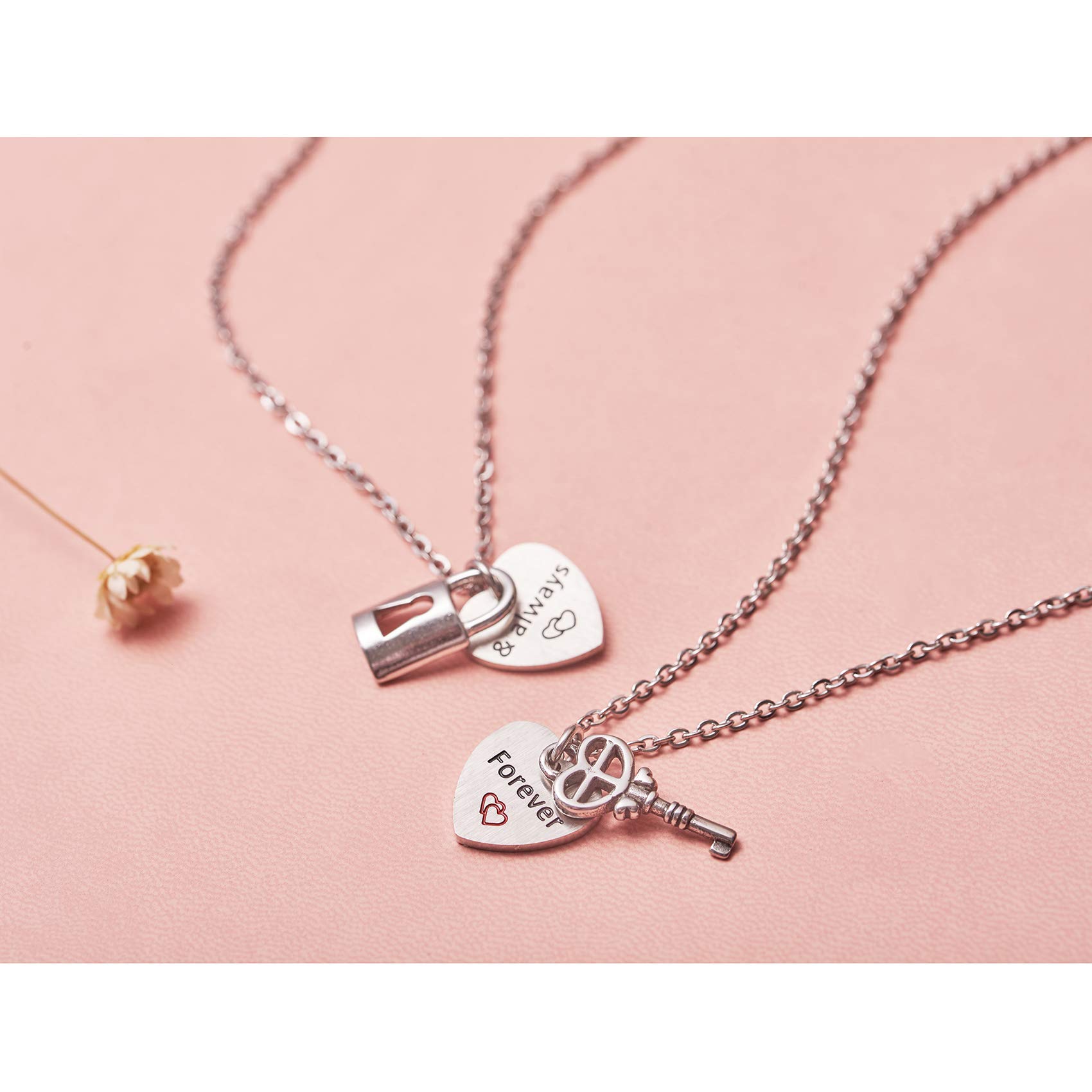 Couples Necklace Lock Key Heart pendant 