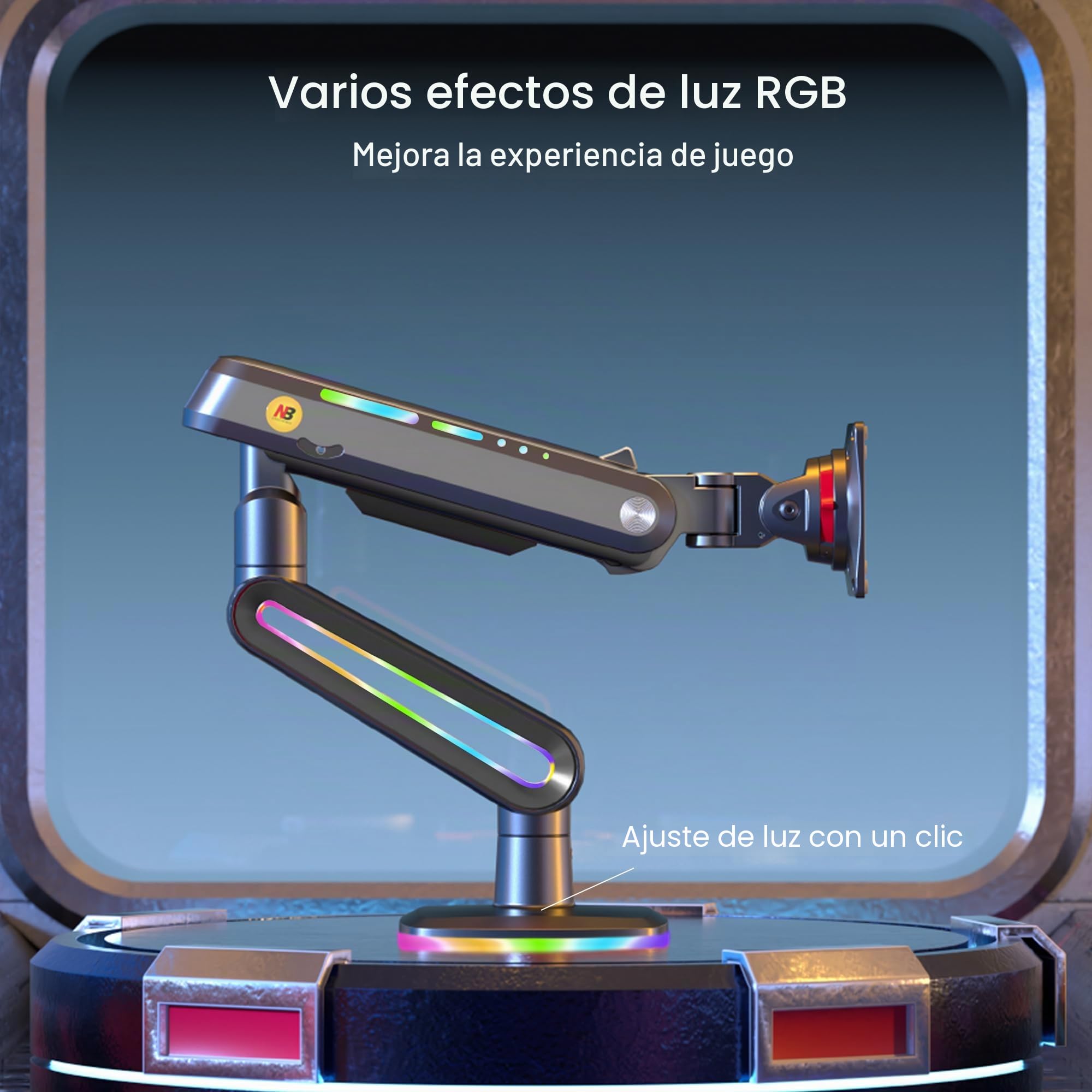 NB Ergonomic Soporte para Monitor para Pantalla Curvada ultraancha hasta 60 Pulgadas, Brazo de Monitor Carga de hasta 20 kg, VESA 75/100 mm | Carga de hasta 20 kg, resorte mecánico, placa de desmontaje rápido, VESA 75 y 100 mm (negro)