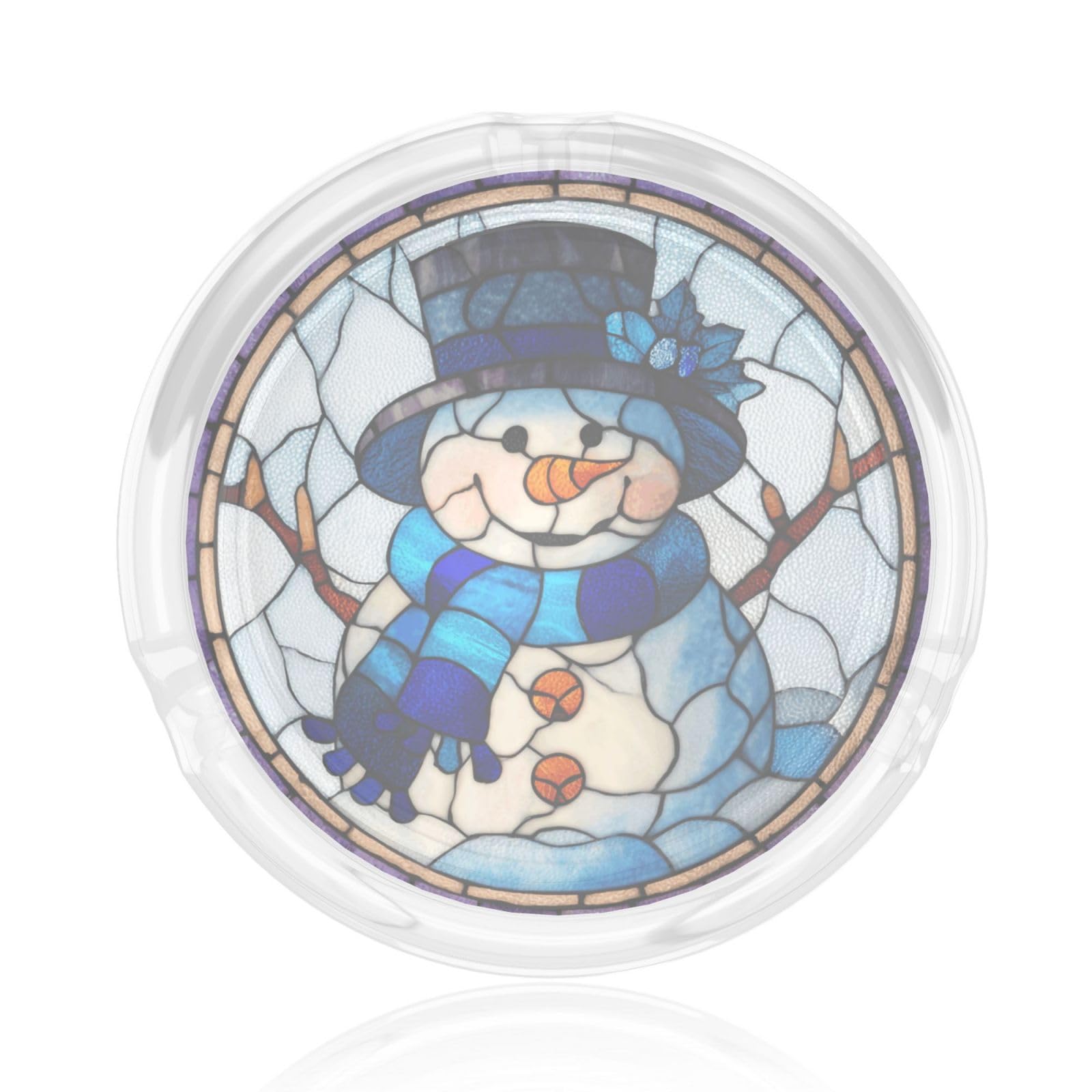 Stained Glass Black Hat Snowman Winter Glass Ashtray For Cigarettes Ash Trays Case For Home Office Decor