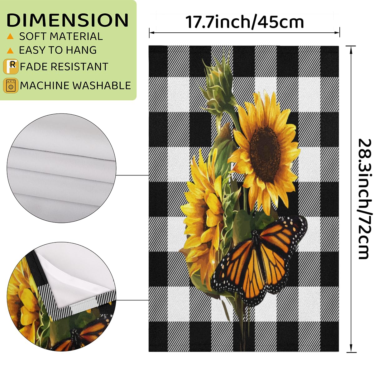 Set Di 4 Strofinacci Da Cucina Con Stampa Girasole - Asciugatura Rapida, 40x60 Cm - Foto 9